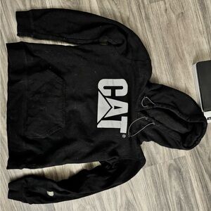 Caterpillar Black Hoodie with White Logo